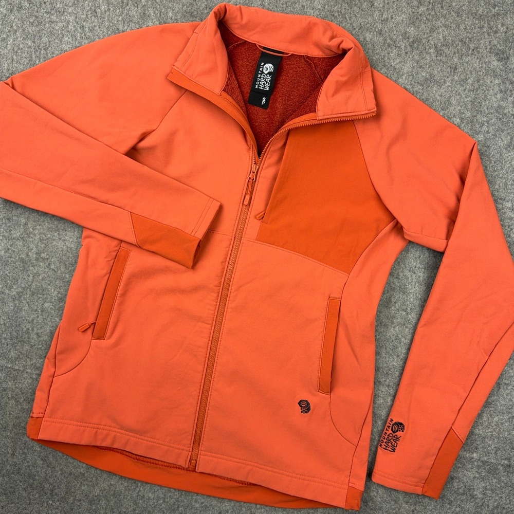 Mountain Hardwear Jacket Womens Small Orange Fleece Lined Full Zip Soft Shell
